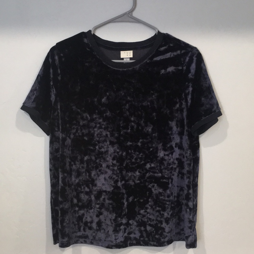 Navy Blue Crushed Velvet Tee